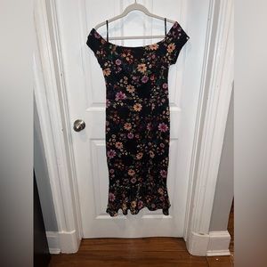 Black floral midi
